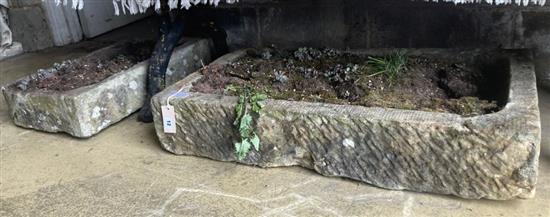 Two stone granite troughs, largest 86 x 50cm